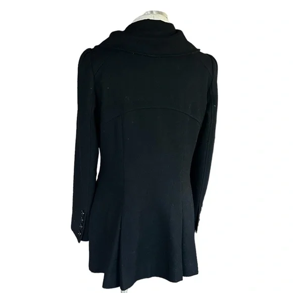 Guess Pea Coat Black Pleated Large Collar Size Large - Picture 4 of 8